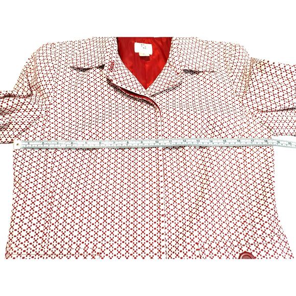 Apt. 9 Lined Hidden Buttons Cotton Blend Coat Stretch Red White Womens Size 6 - Picture 5 of 9